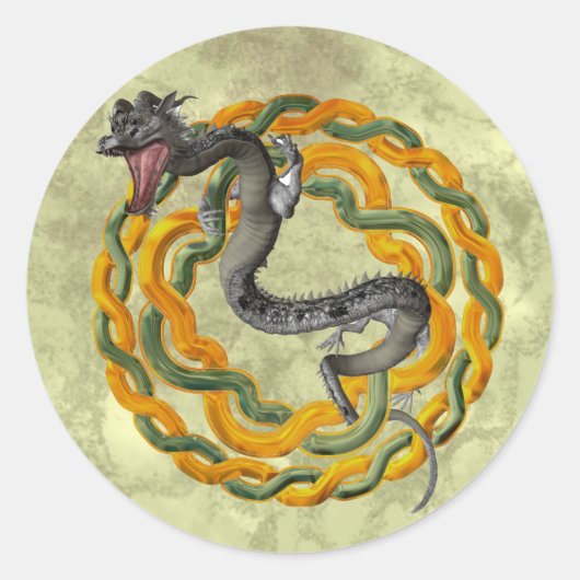 Sticker Rond Dragon chinois (Devant)