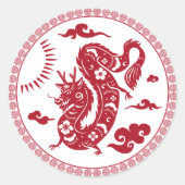 Sticker Rond Dragon chinois, Année du dragon (Devant)