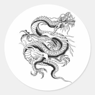 Sticker Rond Dragon chinois chanceux