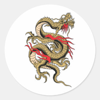 Sticker Rond Dragon chinois conceptions personnalisables
