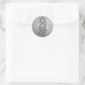 Sticker Rond Dragon chinois, effet acier inoxydable (Sac)