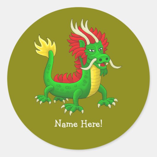 Sticker Rond Dragon Chinois Mythologique (Devant)