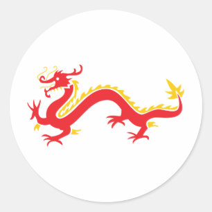 Sticker Rond Dragon chinois rouge