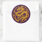 Sticker Rond Dragon chinois traditionnel jaune et violet Circl (Sac)