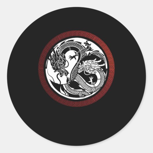 Sticker Rond Dragon chinois Yin Yang Harmony Méditation cadeau (Devant)
