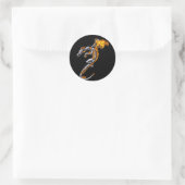 Sticker Rond Dragon Chrome avec flammes (Sac)