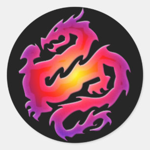 STICKER ROND DRAGON COLORÉ