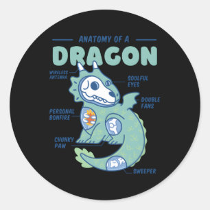 Sticker Rond Dragon coloré Dragon réaliste