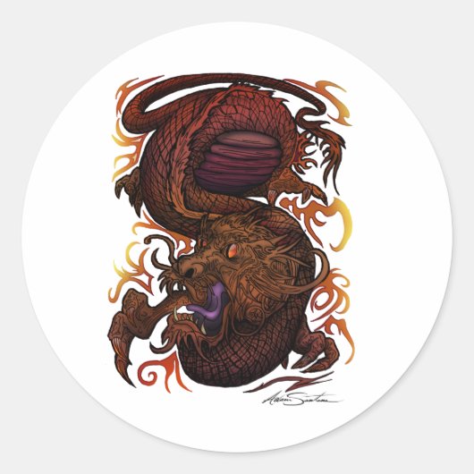 Sticker Rond Dragon (conception de signature) (Devant)