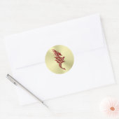 Sticker Rond Dragon Crimson oriental, Embossed-effet sur l'or (Enveloppe)