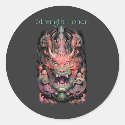 Sticker Rond Dragon d'arts martiaux (Force d'honneur) (Devant)
