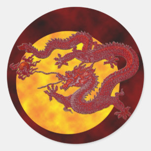 Sticker Rond Dragon de cire rouge