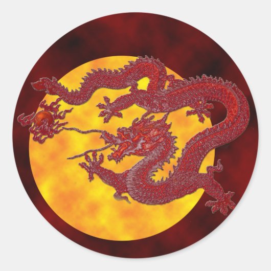 Sticker Rond Dragon de cire rouge (Devant)