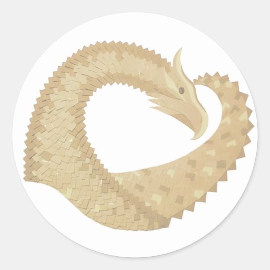 Sticker Rond Dragon de coeur de grès sur blanc (Devant)
