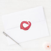 Sticker Rond Dragon de coeur rouge en blanc (Enveloppe)