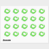 Sticker Rond Dragon de coeur vert citron blanc (Feuille)