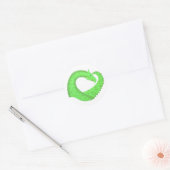 Sticker Rond Dragon de coeur vert citron blanc (Enveloppe)