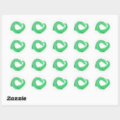 Sticker Rond Dragon de coeur vert sur blanc (Feuille)