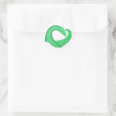 Sticker Rond Dragon de coeur vert sur blanc (Sac)
