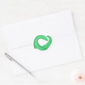 Sticker Rond Dragon de coeur vert sur blanc (Enveloppe)