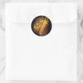 Sticker Rond Dragon de Feu Doré (Sac)
