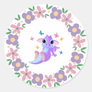 Sticker Rond Dragon de fleurs