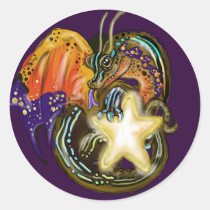 Sticker Rond Dragon de lueur d'étoile