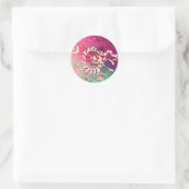 Sticker Rond DRAGON DE MER 2, vert rose bleu (Sac)