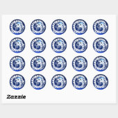 Sticker Rond DRAGON DE NAGE, blanc, saphir bleu (Feuille)