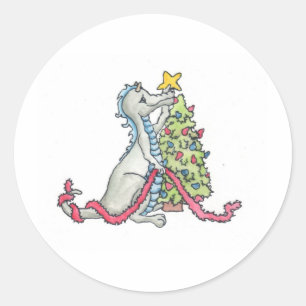 Sticker Rond Dragon de Noël