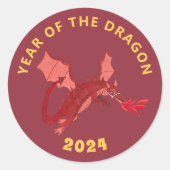 Sticker Rond Dragon de Nouvel An Rouge Chinois (Devant)