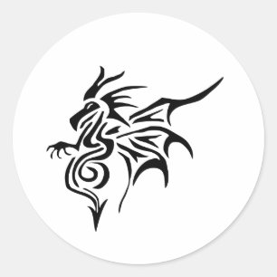 Sticker Rond Dragon de nuit noire