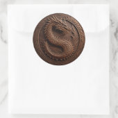 Sticker Rond Dragon de sculpture sur bois simulé (Sac)