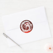 Sticker Rond DRAGON DE SNAKE, blanc, rubis rouge (Enveloppe)