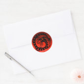 Sticker Rond DRAGON DE SNAKE, noir, rubis rouge (Enveloppe)