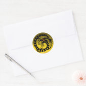 Sticker Rond DRAGON DE SNAKE, noir, topaz jaune, rubis rouge (Enveloppe)