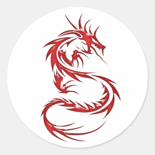 Sticker Rond Dragon de tatouage rouge (Devant)