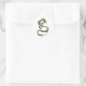 Sticker Rond Dragon de tatouage vert (Sac)