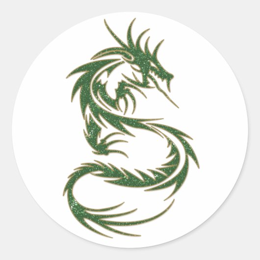 Sticker Rond Dragon de tatouage vert (Devant)