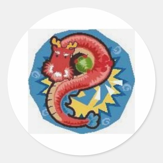 Sticker Rond Dragon d'eau (Devant)
