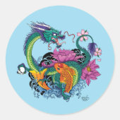 Sticker Rond Dragon d'eau chinois Poisson Koi (Devant)