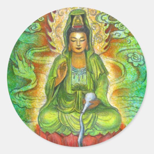 Sticker Rond "Dragon d'eau" Kuan Yin (Devant)