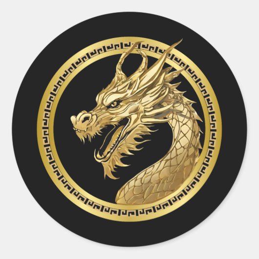 Sticker Rond Dragon d'or (Devant)