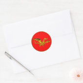 Sticker Rond dragon d'or en rouge (Enveloppe)