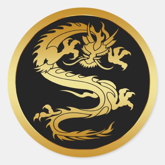 STICKER ROND DRAGON D'OR ORIENTAL (Devant)