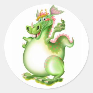 Sticker Rond Dragon, Drachen, dragão, dragón,