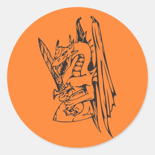 Sticker Rond Dragon et épée (Devant)