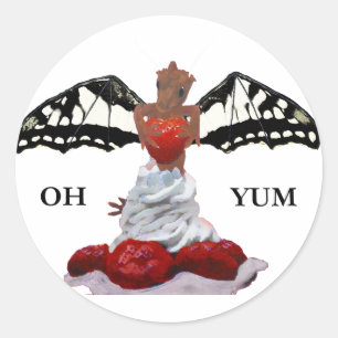 Sticker Rond Dragon et fraise