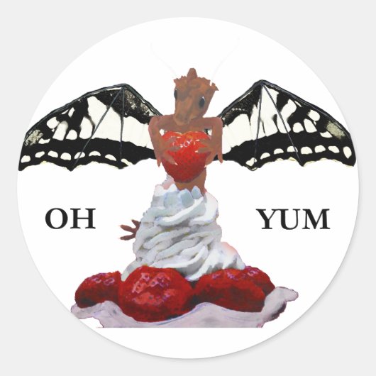 Sticker Rond Dragon et fraise (Devant)