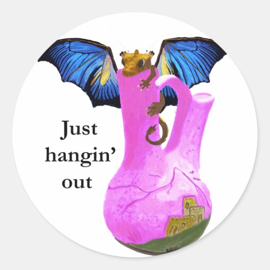 Sticker Rond Dragon et Vase (Devant)